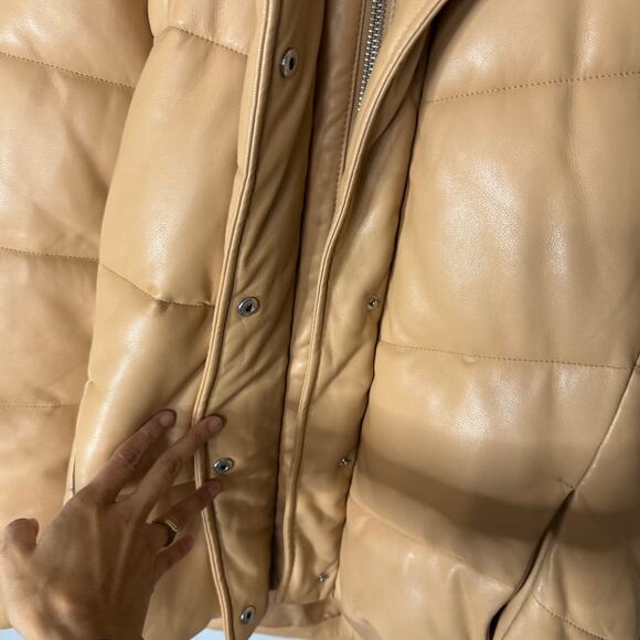 Abercrombie & Fitch Leather Puffer Long Jacket Size Large - Picture 4 of 6